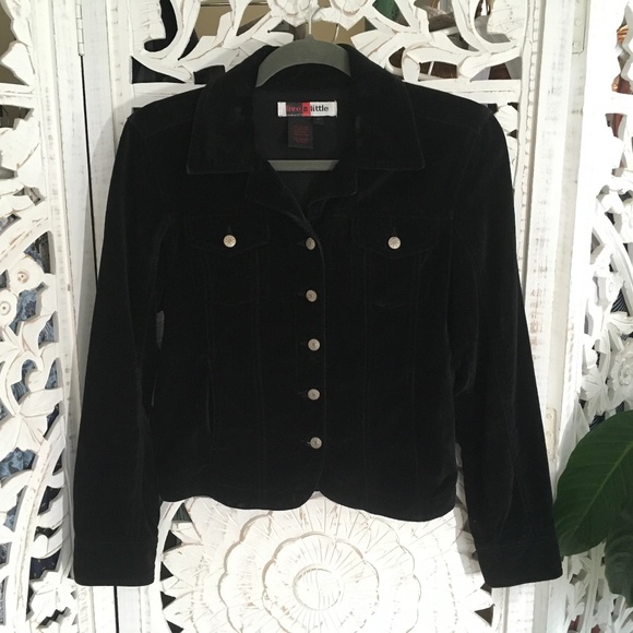 Jackets & Blazers - Black velvet jacket cut like classic jean jacket